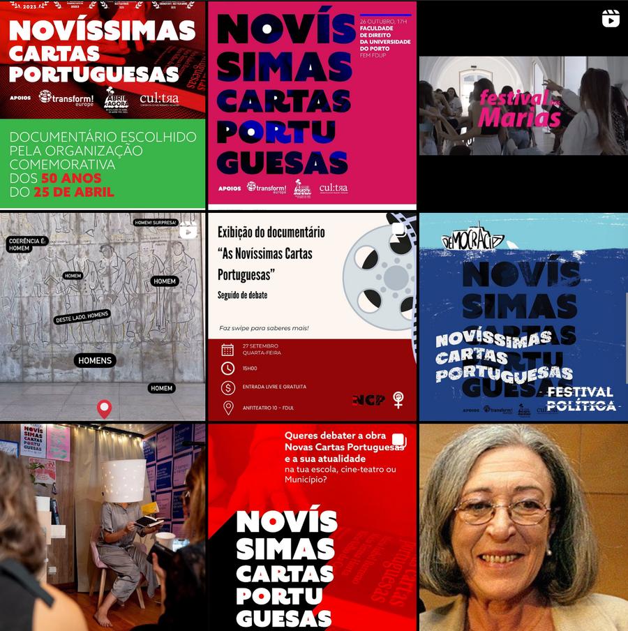 Grelha de publicações do Instagram Novíssimas Cartas Portuguesas