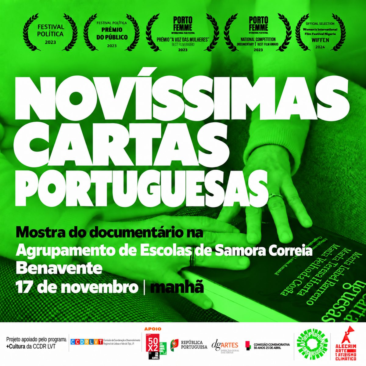 Cartaz da sessão: Agrupamento de Escolas de Samora Correia, Benavente, 17 de novembro de 2026